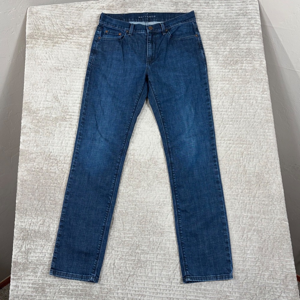 Mott & Bow Mosco Slim Fit Jeans Mens 31x32 Dark Blue Indigo Stretch Denim